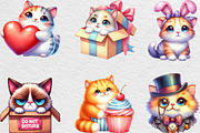 Cute Cat Clipart Bundle, an Illustration by Black Bird Studio (Thumbnail 4 of 6)