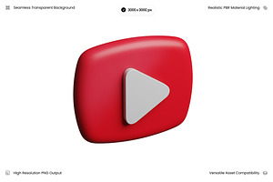 Red Play Button Icon 3D, an Object 3D Model by Wencory