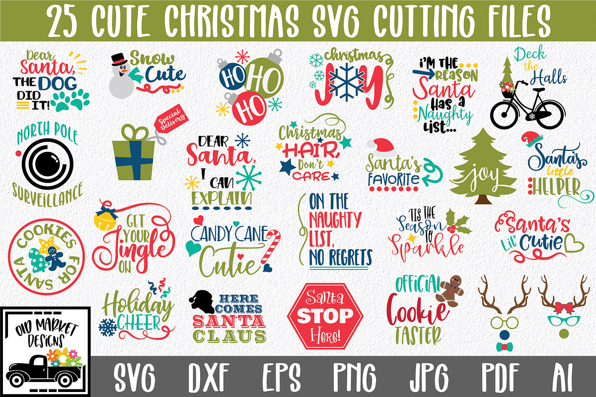 Cute Christmas SVG Cut File Bundle, an Illustration by OldMarket Designs