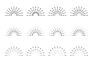Collection of vintage sunburst, an Outline Icon by Saba Vector