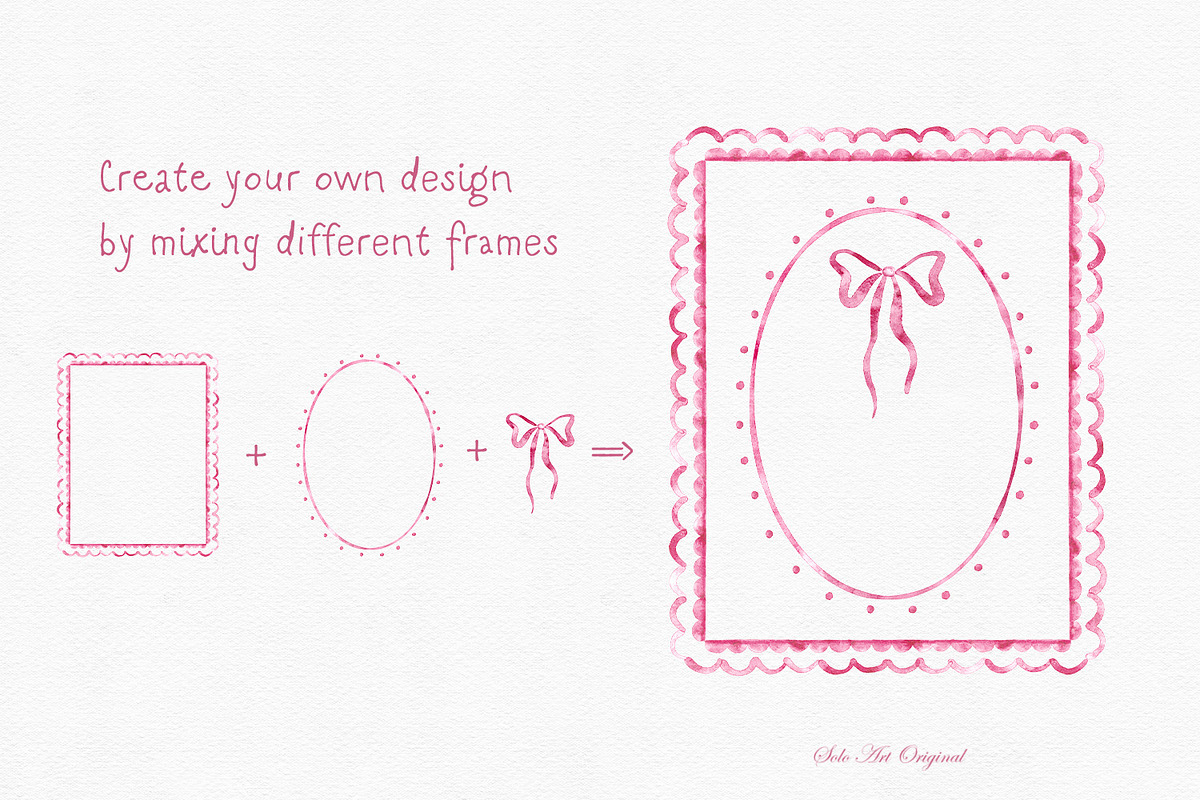 Watercolor Hand-Drawn Pink Frames, an Object Graphic by Solo Art Original (Photo 9 of 14)