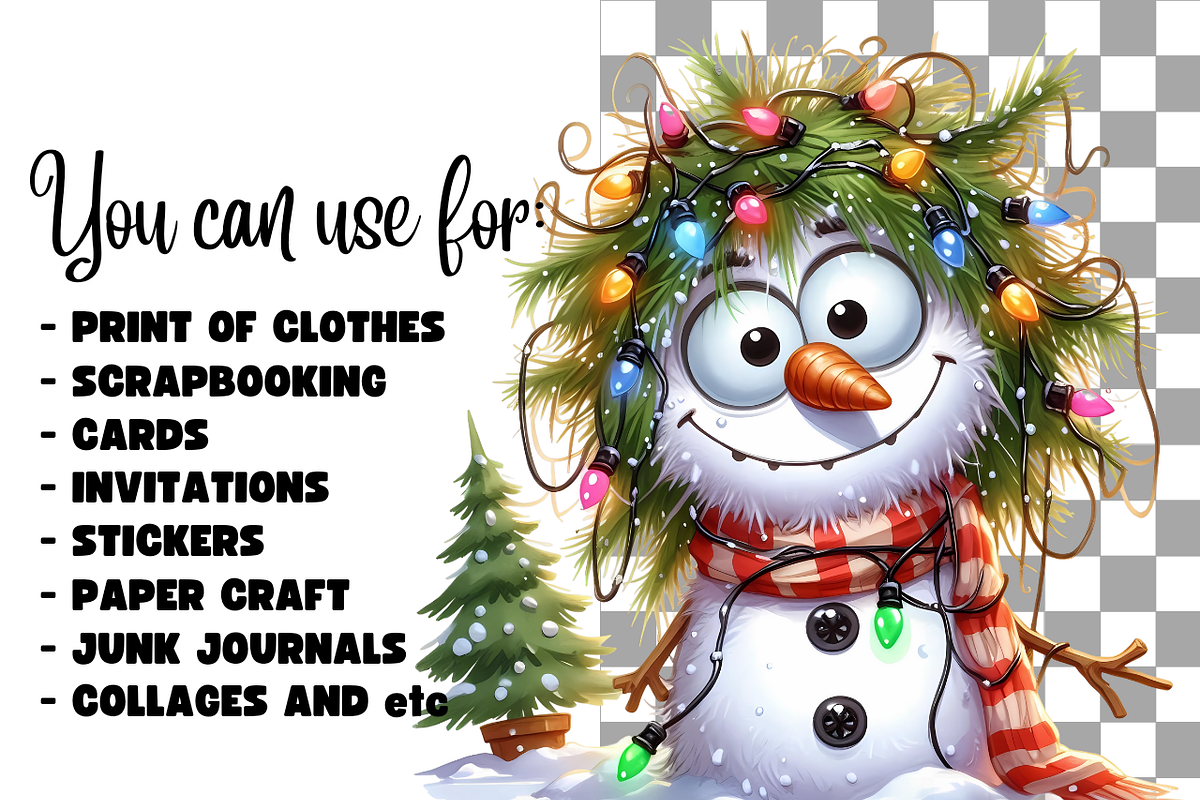 Funny Christmas snowman, a Seasonal Illustration by AnetArtStore (Photo 5 of 7)