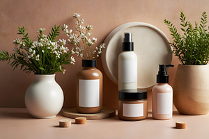 Minimalist Cosmetic Product Display, a Photo by Stock Shape