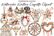 Watercolor Western Coquette Clipart, a Seasonal Illustration by designcity5 (Thumbnail 1 of 5)