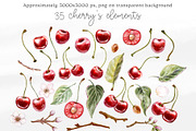 Cherry Romance Watercolor Collection, a Decorative Illustration by Shabbypie (Thumbnail 2 of 5)