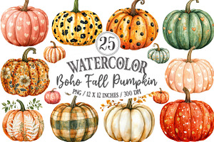 Preppy Boho Fall Pumpkin Clipart