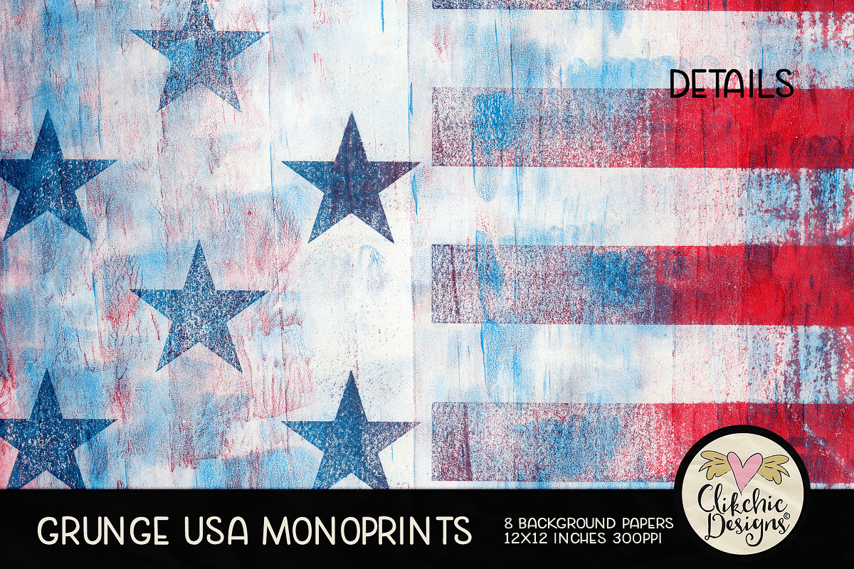 Grunge USA Monoprint Textures, a Texture Graphic by Clikchic Designs (Photo 3 of 5)
