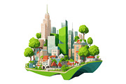 The green modern city skyline, an Illustration by Emdaduljs (Thumbnail 6 of 8)