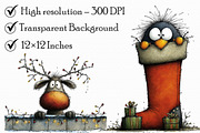 Peeking Christmas Animal Clipart, an Illustration by Libby Wishes (Thumbnail 2 of 7)