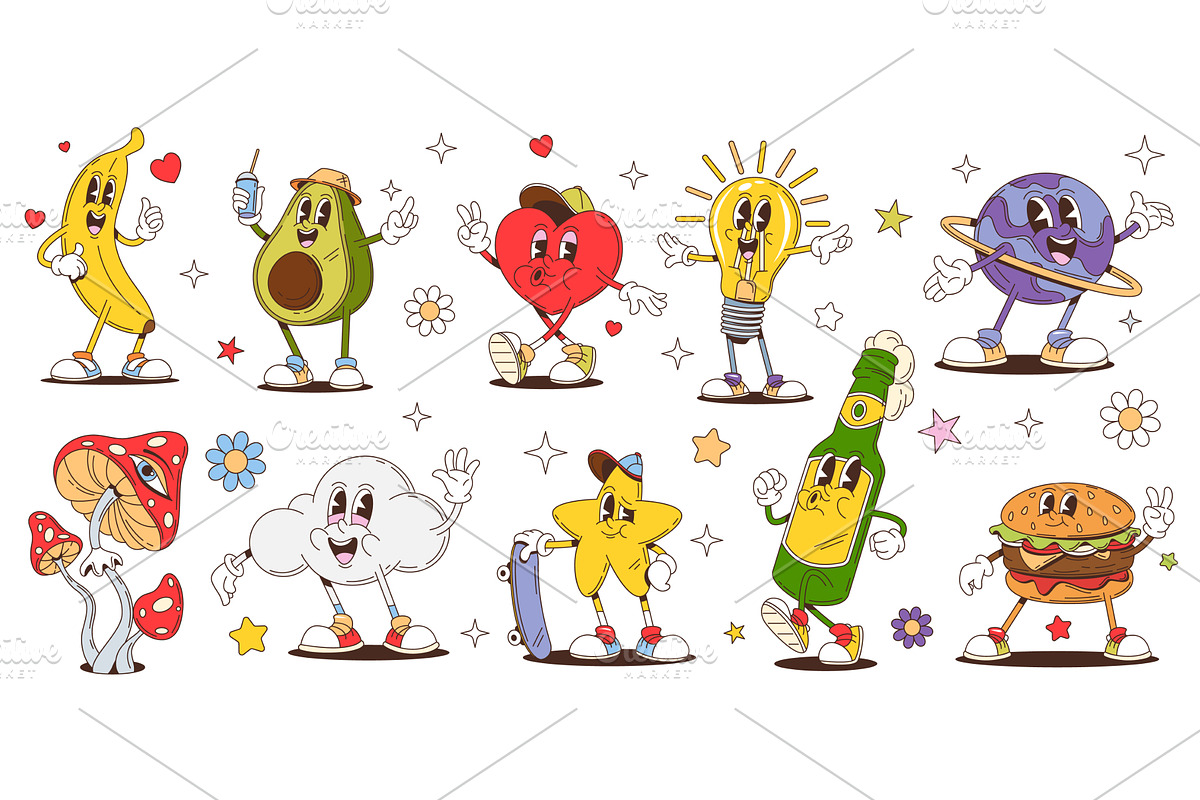 Cartoon funny fast food, a Decorative Illustration by Vector Tradition