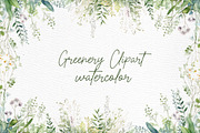 Greenery Watercolor Clipart, a Decorative Illustration by LeCoqDesign (Thumbnail 1 of 5)