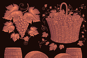 Design set Vine. Vector engraving, a Decorative Illustration by Vector Engraving (Thumbnail 3 of 4)