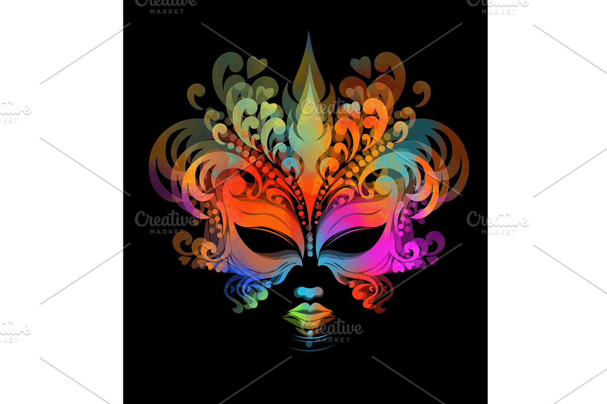 Carnival Festive colored mask on a, an Illustration by Nenahliadava Design