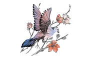 Bird on branch., an Animal Illustration by VitalinaGofman (Thumbnail 1 of 2)