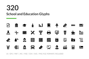 320 School And Education Glyph Icons