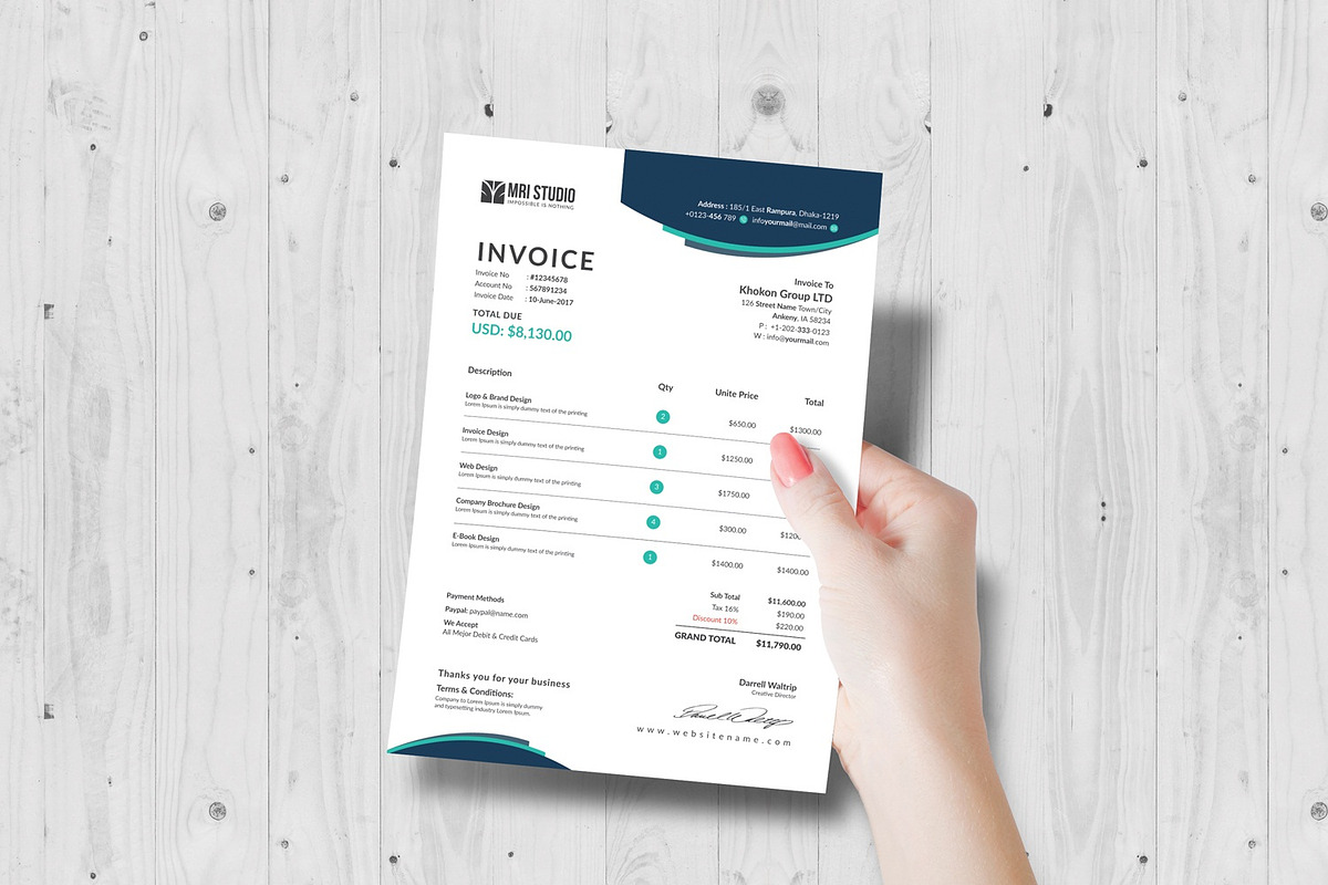 Stylish Invoice Template, a Stationery Template by MRI STUDIO