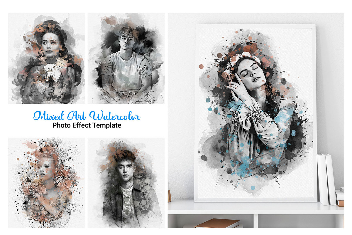 Mixed Art Watercolor Effect Template, an Action Add-On by MRI STUDIO (Photo 1 of 24)