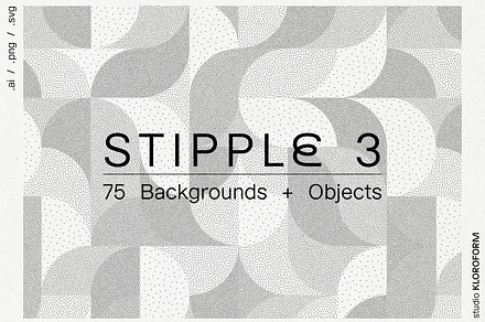 Stipple 3 - 75 Backgrounds & Objects, a Background Graphic by kloroform