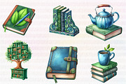 Book Lover Watercolor Clipart Collec, an Illustration by CreationArt (Thumbnail 4 of 7)