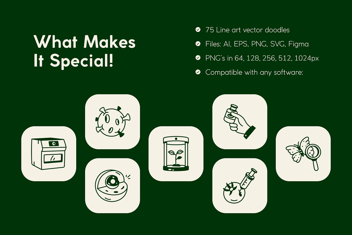 Biotechnology Doodle Icon Set, an Outline Icon by Vectors Market (Photo 2 of 8)