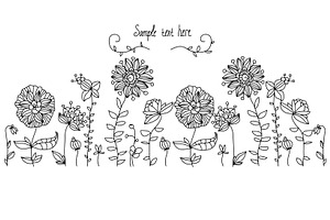 line drawing decorative flowers