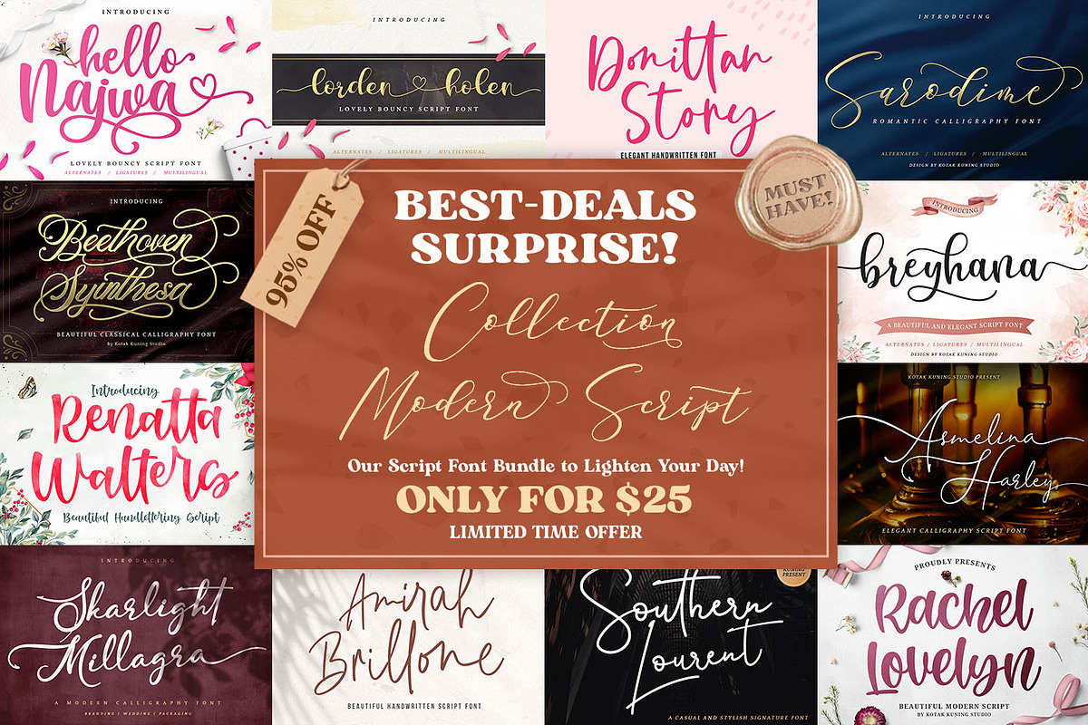SALE Modern Script Font Bundle