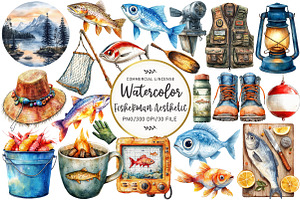 Fisherman Aesthetic Clipart, an Illustration by OK Design