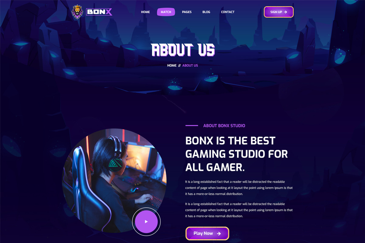 Vue Js Gaming Website Template, a Vue Template by HasThemes (Photo 3 of 5)