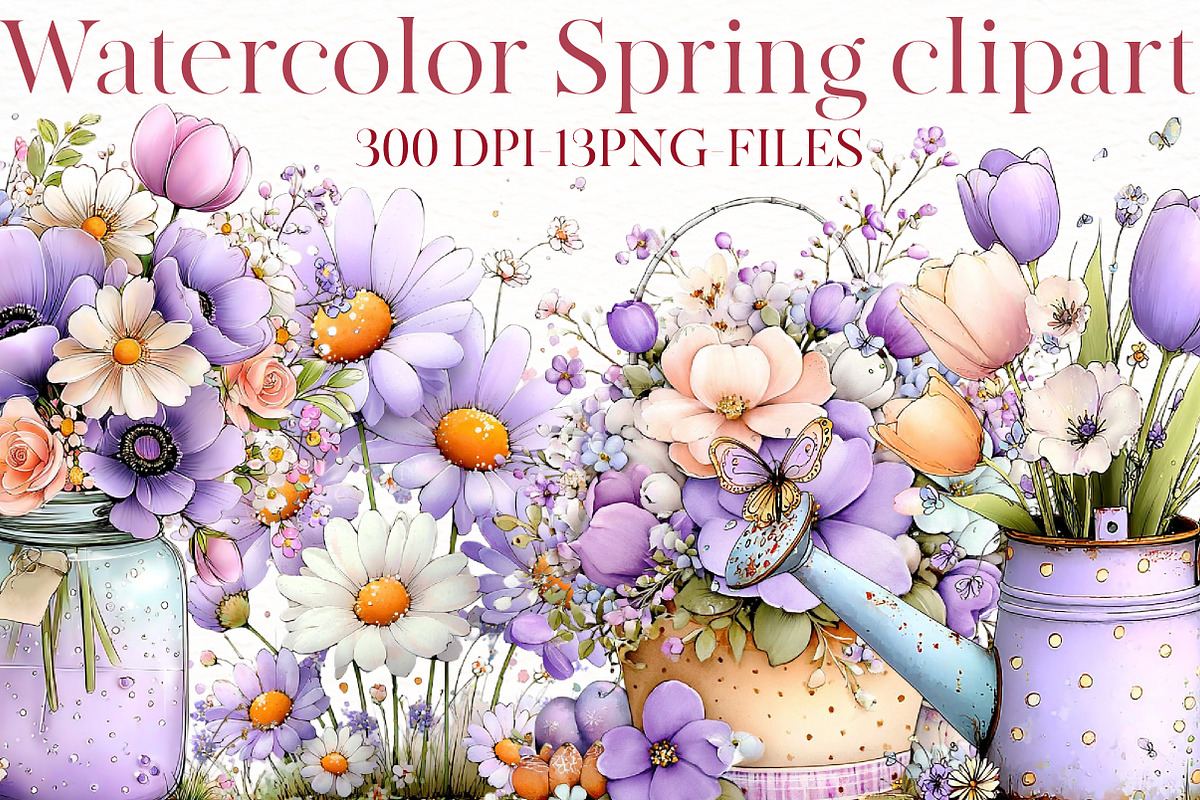 Watercolor Spring clipart, an Illustration by Designworld (Photo 1 of 6)