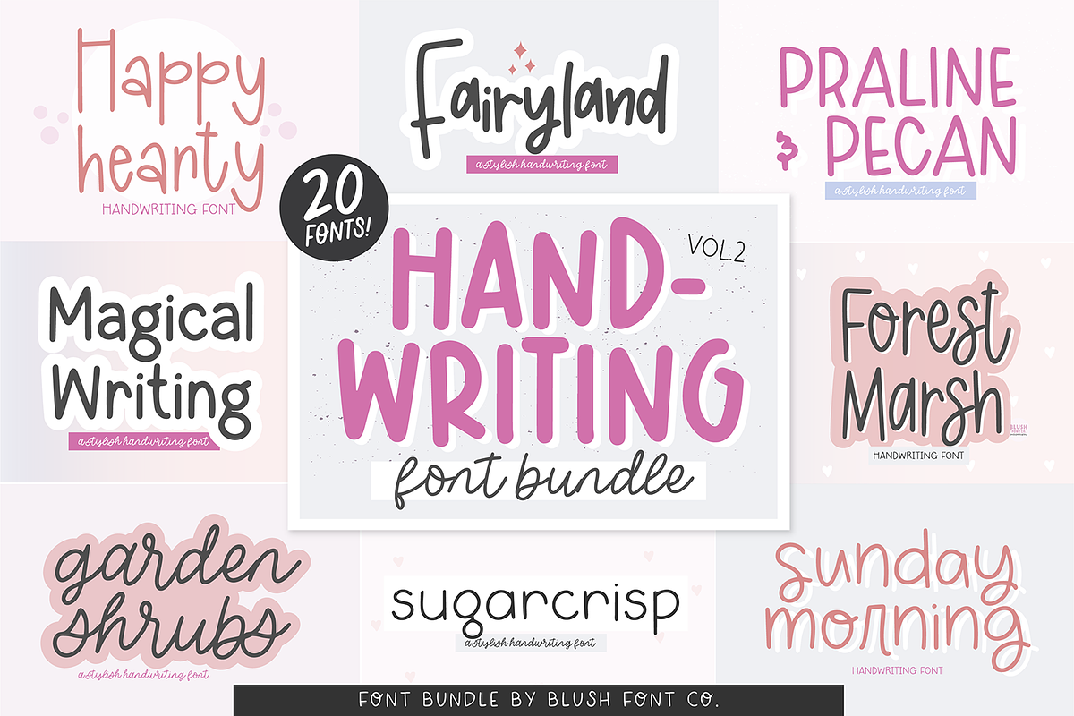 20 Fonts! HANDWRITING FONT BUNDLE v2, a Handwritten Font by Blush Font Co. (Photo 1 of 3)