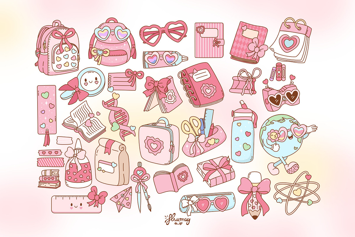 Valentine at School Clipart Bundle, an Education Illustration by Huxmay (Photo 5 of 7)