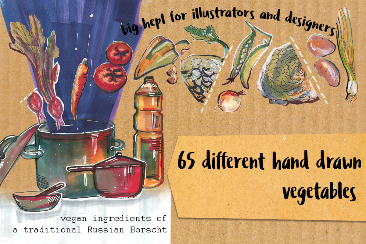 65 hand drawn vegetables, a Food Illustration by ariadna de raadt (Photo 1 of 3)