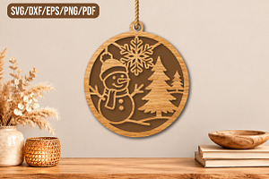 Snowman Christmas Laser Cut