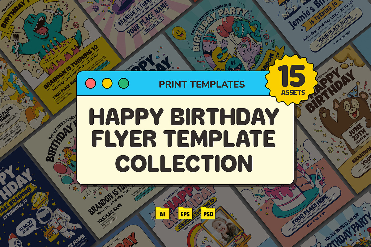 Happy Birthday Flyer (15 Assets), a Flyer Template by Graptail (Photo 1 of 6)