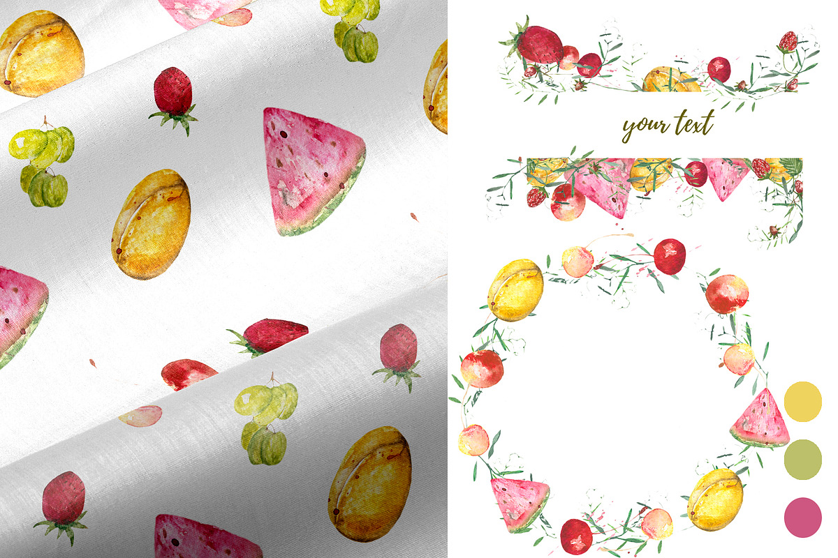 Fruit vegetables food watercolor, a Food Illustration by JuliaFast (Photo 5 of 9)