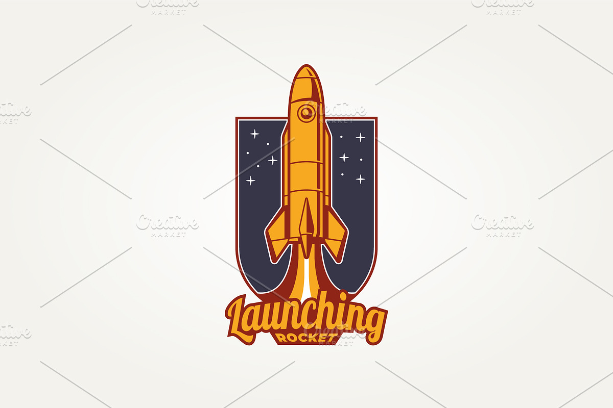 launching rocket retro badge logo, a Branding & Logo Template by Blazybone