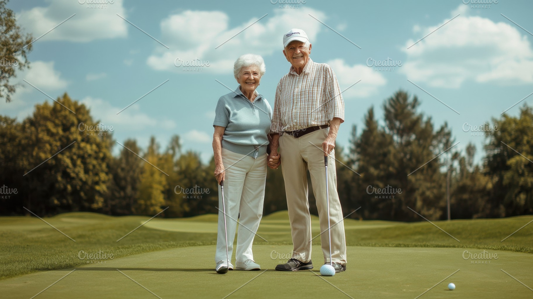 Senior couple enjoying golf together, a Photo by Beautiful things