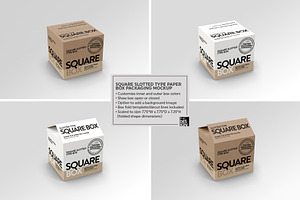 Square Slotted-Type Paper Box Mockup