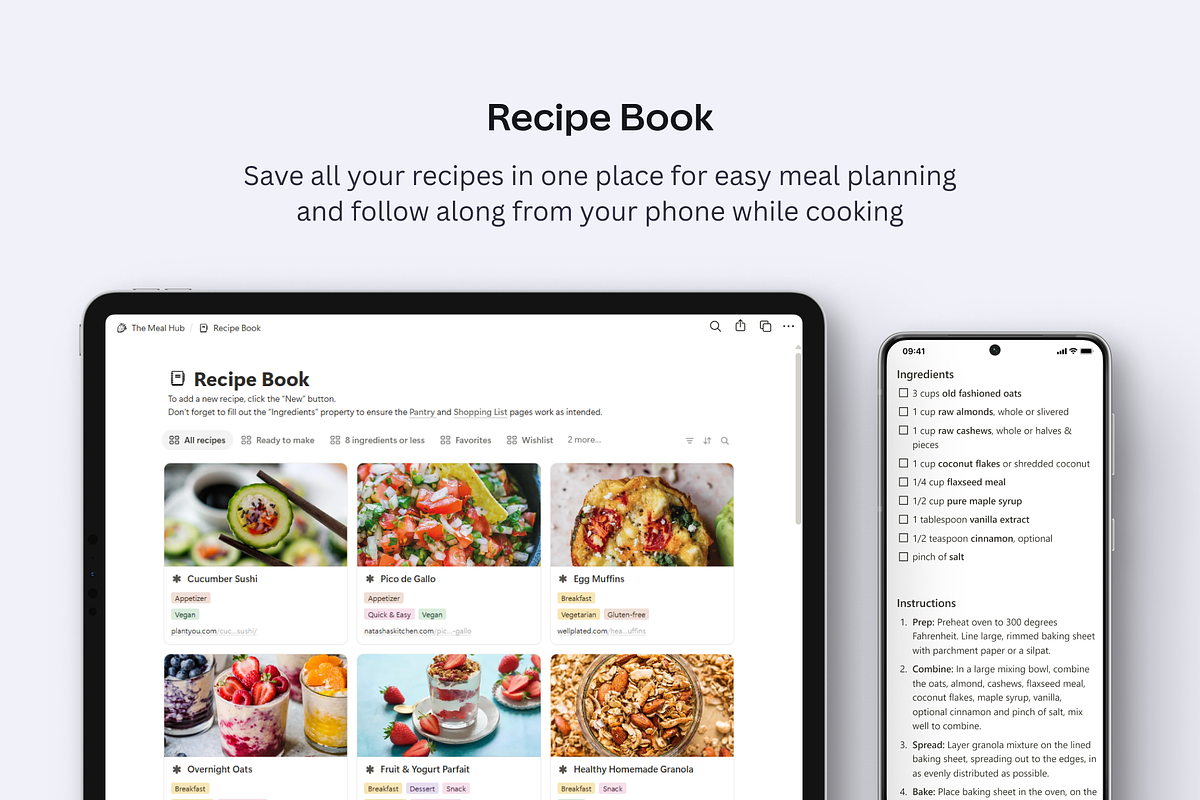 The Meal Hub - Notion Meal Planner, a Templates & Theme by mimu creates (Photo 3 of 5)