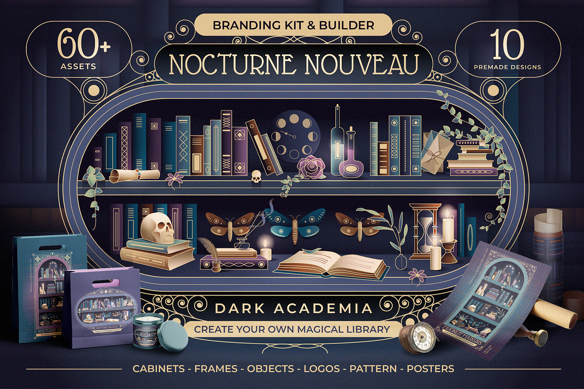Nocturne Nouveau Branding Kit, a Decorative Illustration by Polar Vectors (Photo 1 of 20)
