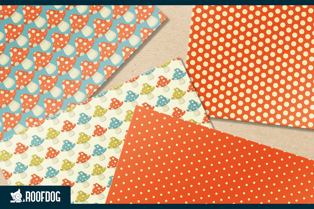 Toadstool digital paper, a Graphic by Roofdog Design
