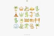 baby dino watercolor clipart set, an Animal Illustration by Pink Studio Art (Thumbnail 7 of 8)