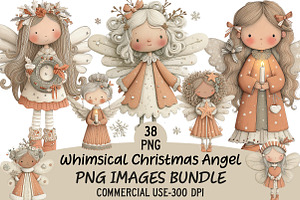 Whimsical Christmas Angel Clipart, an Illustration by Craft Nest