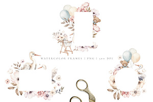 Watercolor Newborn Clipart Cute Set