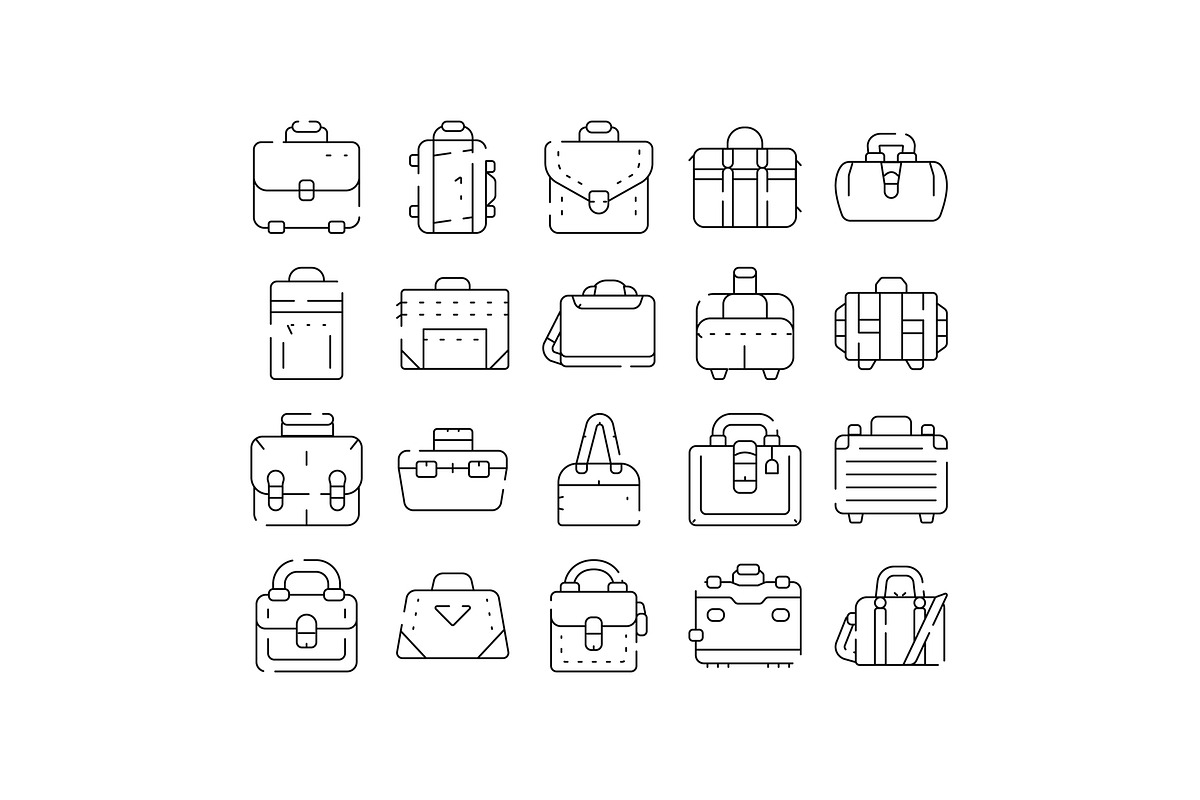 Various briefcases and bags line art, an Object Graphic by pikepicture (Photo 1 of 3)