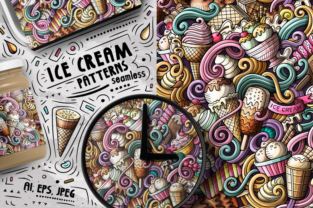 7 Ice Cream Seamless Patterns, a Pattern Graphic by BALABOLKA (Photo 2 of 8)