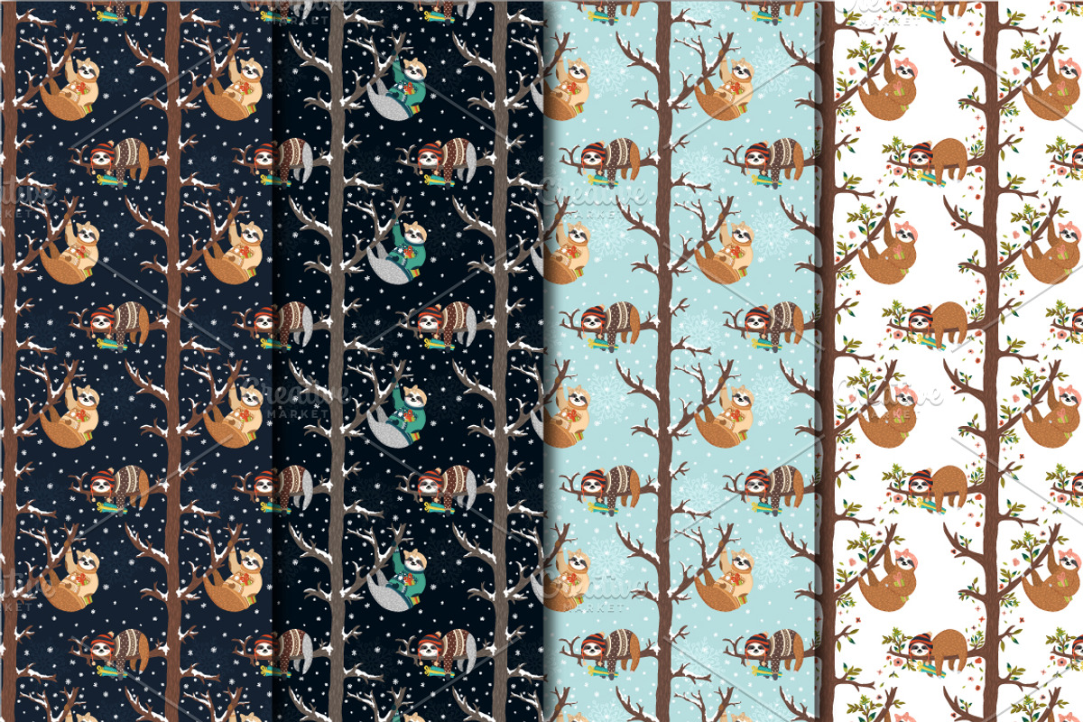 Cute Sloths Prints & Patterns, an Animal Illustration by Dasha_D (Photo 9 of 13)