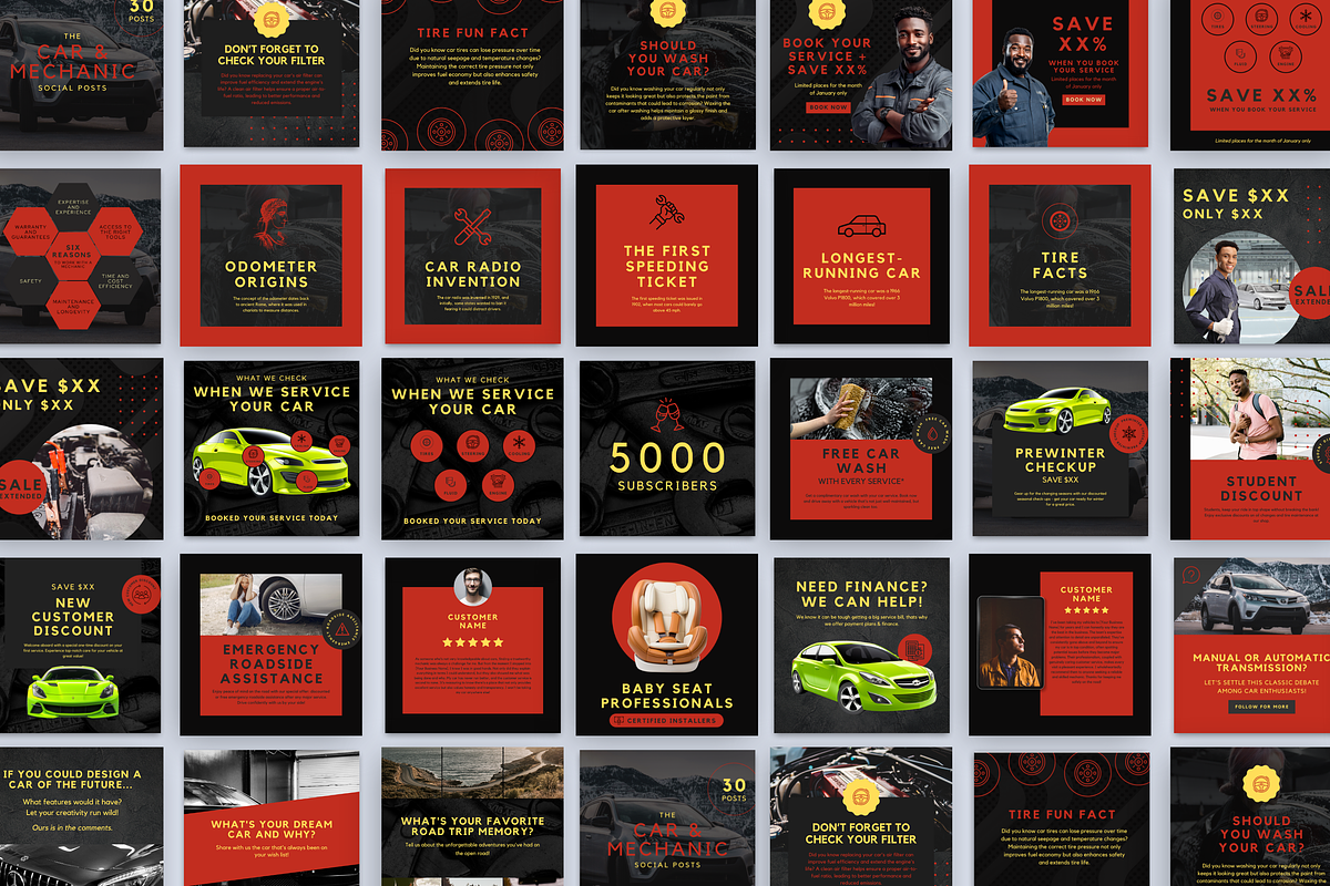 CAR MECHANIC INSTAGRAM POSTS RED, a Social Media Template by Daring Digies (Photo 3 of 8)