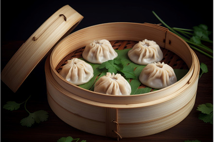 Traditional dish dumplings. Generate, a Food & Drink Photo by Ylivdesign