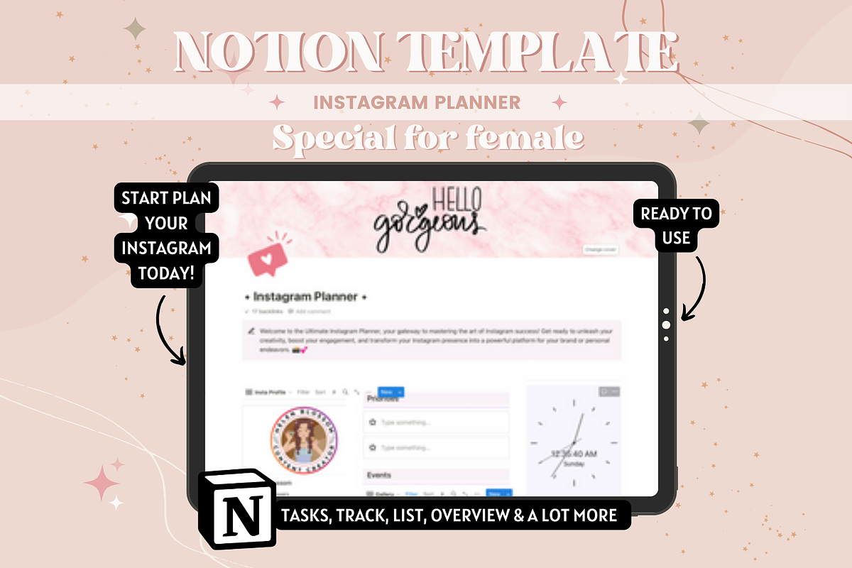 Instagram Planner Notion Template, a Templates & Theme by bellaROSEworkshop (Photo 9 of 10)